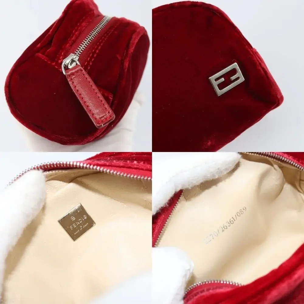 Fendi Pouch Velor Red Velour